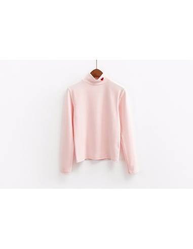 Pull col montant coeur rouge