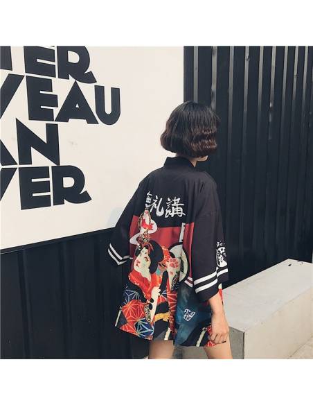 Kimono été carpe femme chat