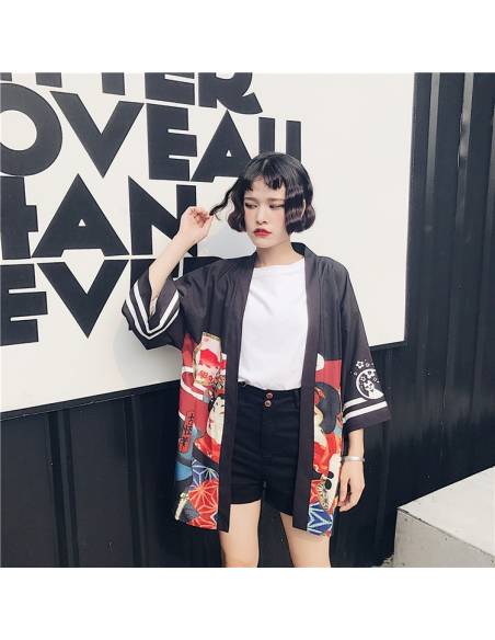 Kimono été carpe femme chat