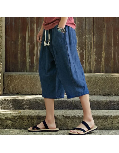 Pantalon Bermuda Bintēji Bleu Clair